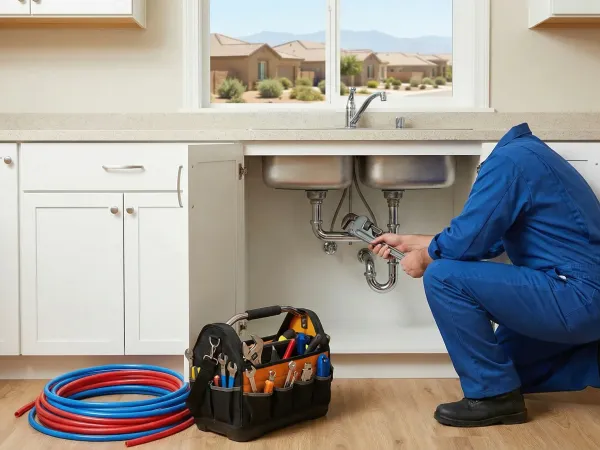 Licensed plumber performing pipe repair for plumbing services in Bakersfield, CA