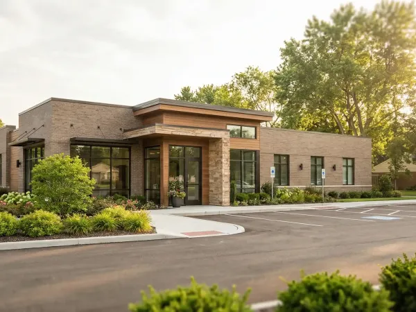 Professional dental treatment room interior with dentist and patient in Toledo, OH dental practice